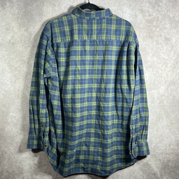 Orvis ShOrvisirt Mens XL Blue Yellow Plaid Flannel Button Down Long Sleeves Work - Picture 5 of 10